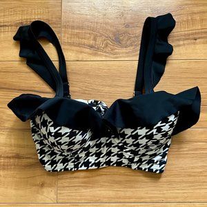 Unique Vintage Black & White Houndstooth Southampton Swim Top